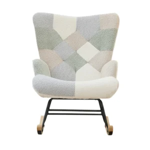 Fleece Upholstered Glider Rocking Chair